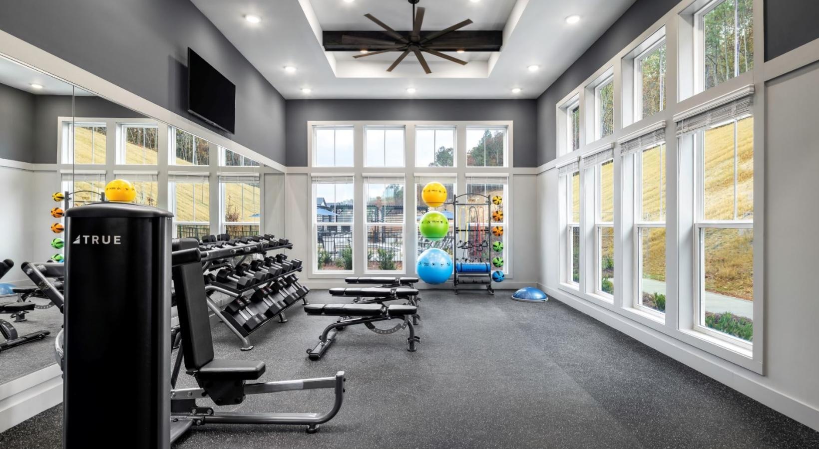 gym surrounded by windows